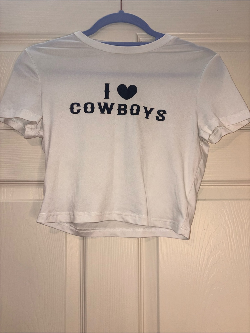 Girls White 'I ♥ Cowboys' Graphic Crop Tee